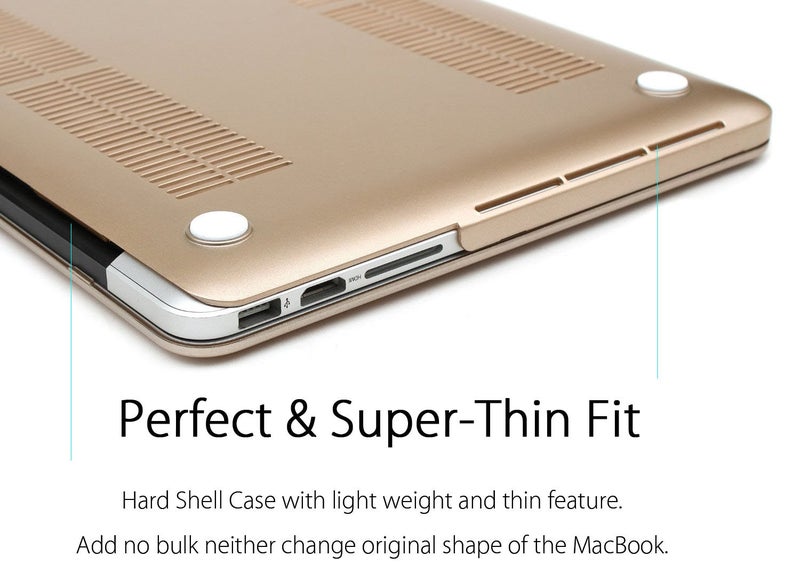 UESWILL Plastic Hard Shell Case Compatible with MacBook Pro (Retina, 15-inch, Mid 2012/2013/2014/Mid 2015), Model A1398, NO CD ROM, NO Touch Bar, Gold - Image 4